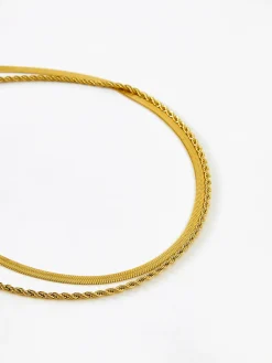 Double-Layer Snake & Twist Chain Necklace