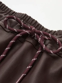 Drawstring Faux Leather Skirt