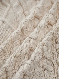 Drawstring Open Back Cable Knit Halter Crop Top