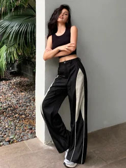 Drawstring Patchwork Baggy Pants