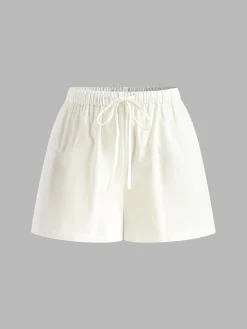 Drawstring Split Casual Shorts Set