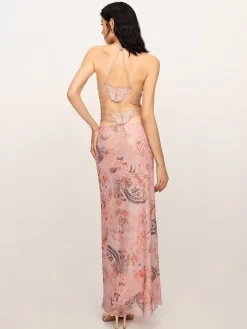 Elegant Backless Mesh Cami Dress