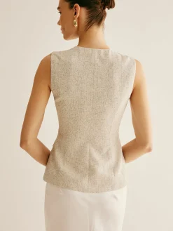 Elegant Breasted Piping Split Vest