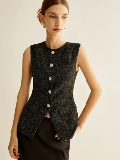 Elegant Breasted Piping Split Vest
