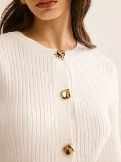 Elegant Button Pleated Sweater Co-ords