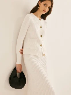 Elegant Button Pleated Sweater Co-ords