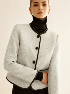 Elegant Contrast Trim Blazer