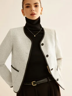 Elegant Contrast Trim Blazer