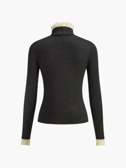 Elegant Contrast Trim Jersey Top