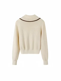 Elegant Contrast Trim Zipper Cardigan