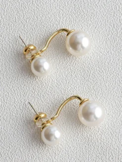 Elegant Double Pearl Stud Earrings