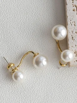 Elegant Double Pearl Stud Earrings