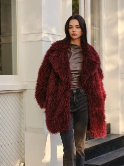 Elegant Faux Fur Long Coat