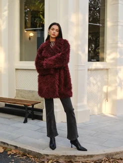 Elegant Faux Fur Long Coat