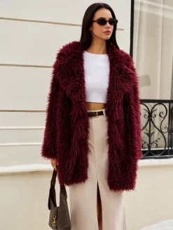 Elegant Faux Fur Long Coat