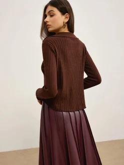 Elegant High-Stretch Polo Cardigan
