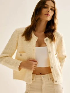 Elegant Metal Button Cardigan