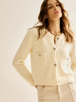 Elegant Metal Button Cardigan