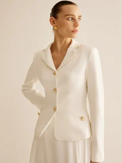 Elegant Metal-Button Blazer