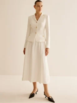 Elegant Metal-Button Blazer