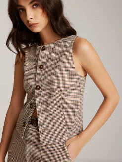 Elegant Plaid Button Vest