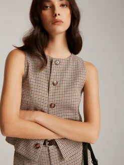 Elegant Plaid Button Vest