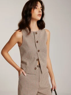Elegant Plaid Button Vest