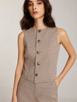 Elegant Plaid Button Vest