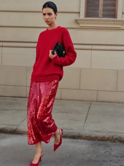 Elegant Plain Sequins Skirt