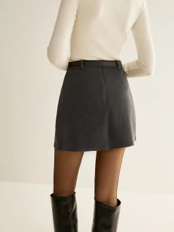 Elegant Pleated Belted Mini Skirt