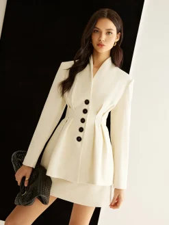 Elegant Pleated Button Blazer