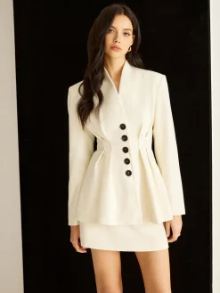 Elegant Pleated Button Blazer