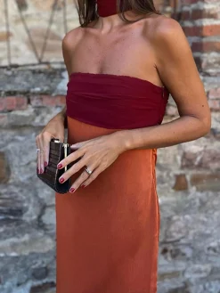 Elegant Pleated Panel Slit Long Dress