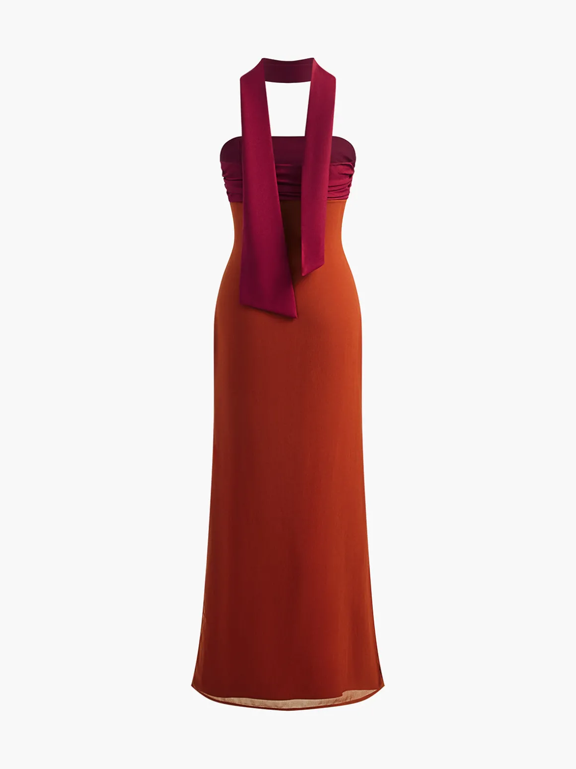 Elegant Pleated Panel Slit Long Dress