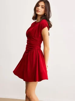 Elegant Pleated Ruffle Dress