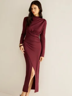Elegant Pleated Split Dress
