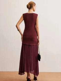 Elegant Sleeveless Panel Skirt Set