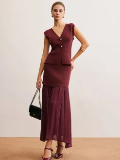 Elegant Sleeveless Panel Skirt Set