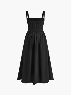 Elegant Sleeveless Square Neck Midi Dress