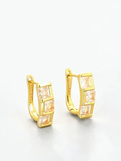 Elegant Square Zircon Hoop Earrings