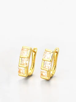Elegant Square Zircon Hoop Earrings