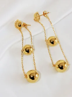 Elegant Triple Ball Pendant Earrings
