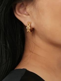 Elegant Tunnel Hoop Stud Earrings