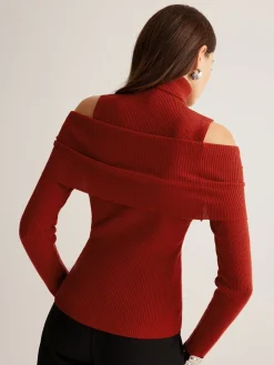 Elegant Turtleneck Cutout Knit Top