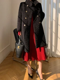 Elegant V-Neck Pleated Dress