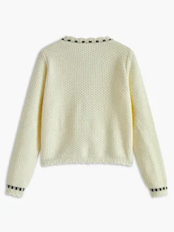 Elegant Wave Trim Cardigan