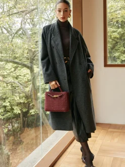 Elegant Wool-Blend Long Coat