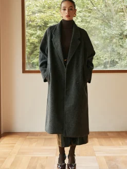 Elegant Wool-Blend Long Coat