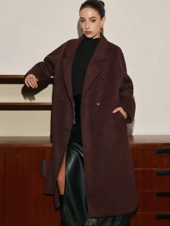 Elegant Wool-Blend Long Coat