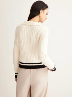 Embroidered Contrast Trim Cozy Sweater